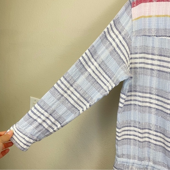 XIRENA Blue Striped Gauzy Long Sleeve Swim Cover Up Tunic‎ Size Small - Picture 4 of 10